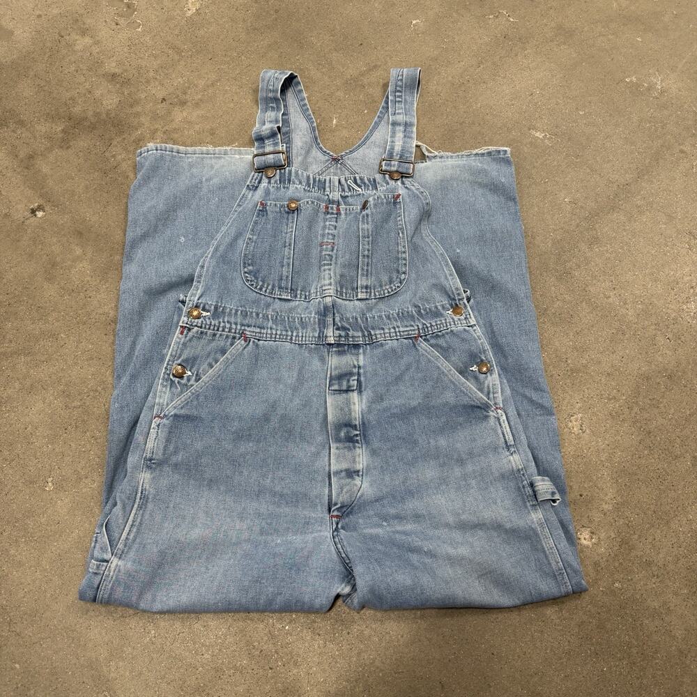 Vintage Big Mac Denim Bib Overalls Mens 34x31 Square Back Union Made USA 60's